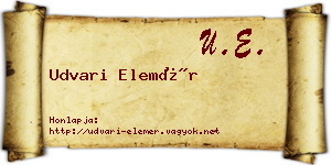 Udvari Elemér névjegykártya